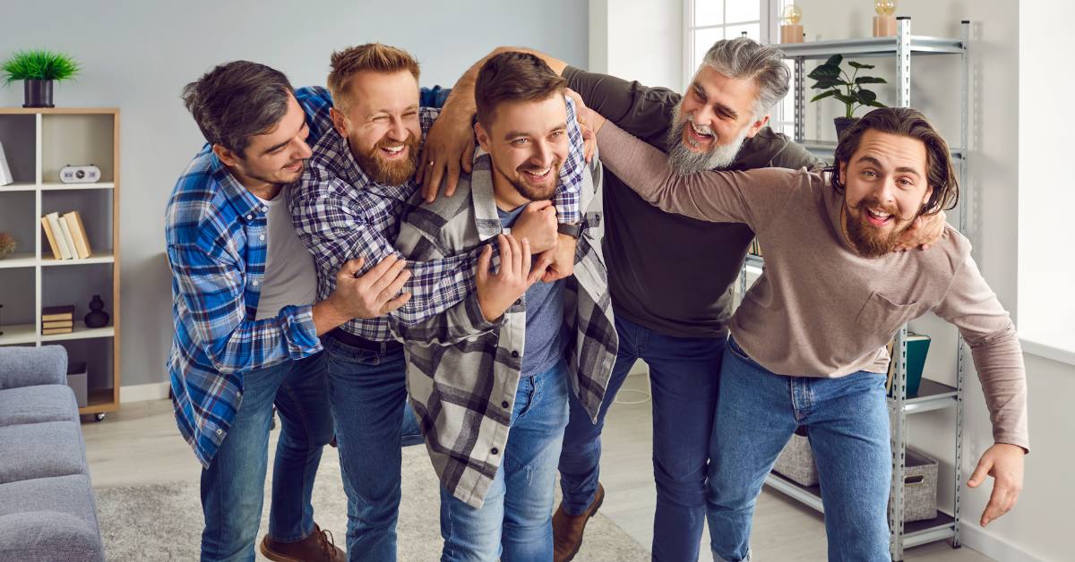 group of men having fun